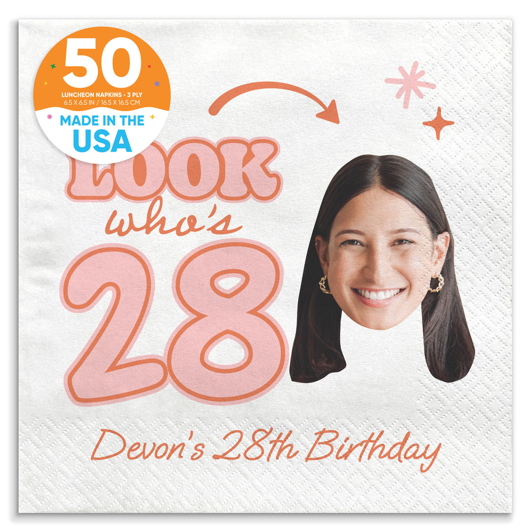 Custom Face Napkins - Look Who's Birthday