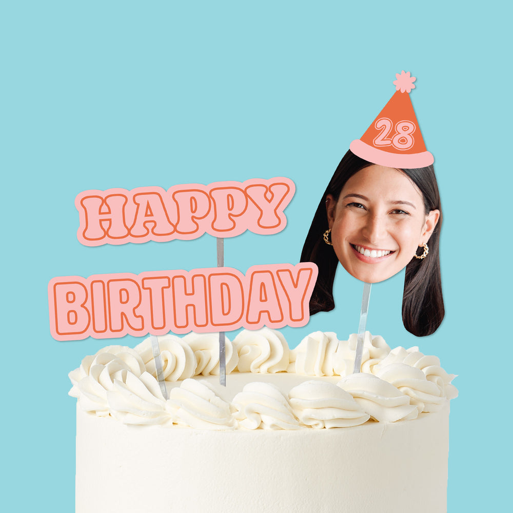 Custom Photo Happy Birthday Cake Topper - 3 Pc