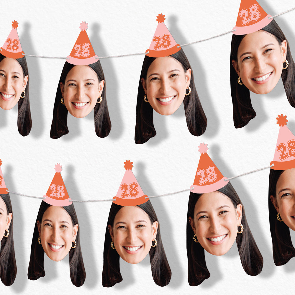 Custom Face Birthday Hat Garland Banner
