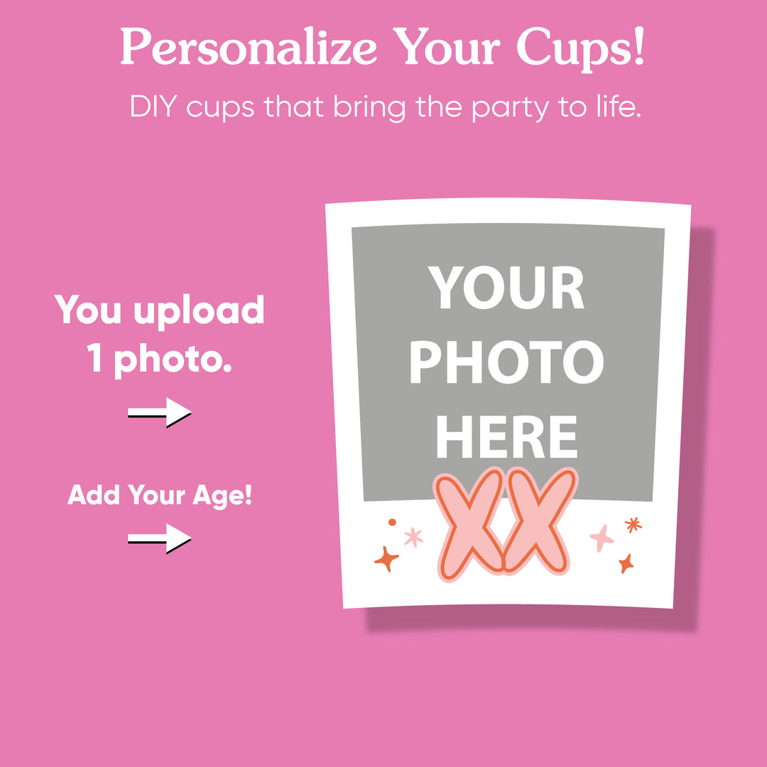 Custom Photo Party Cups - Look Who's Birthday - 16 Ct