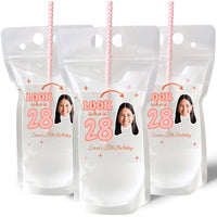 Custom Face Drink Pouches - Look Whos Birthday - 12 Ct