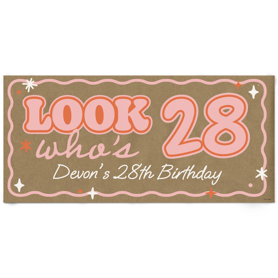 Custom Text Look Who's Birthday Kraft Banner
