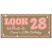 Custom Text Look Who's Birthday Kraft Banner