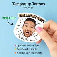 Custom The Lucky Guy Bachelorette Party Temporary Tattoos - 12 Ct