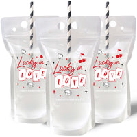 Custom Text Drink Pouches - Lucky in Love - 12 Ct