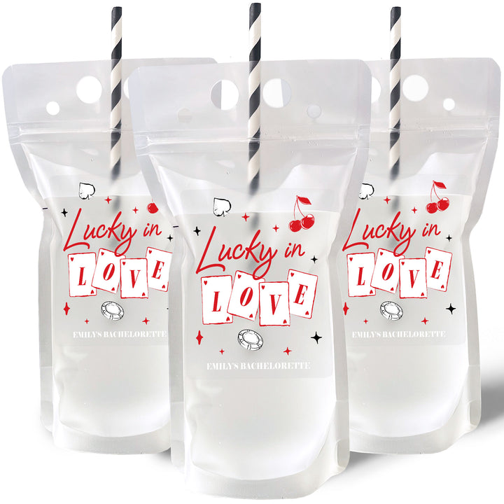 Custom Text Drink Pouches - Lucky in Love - 12 Ct