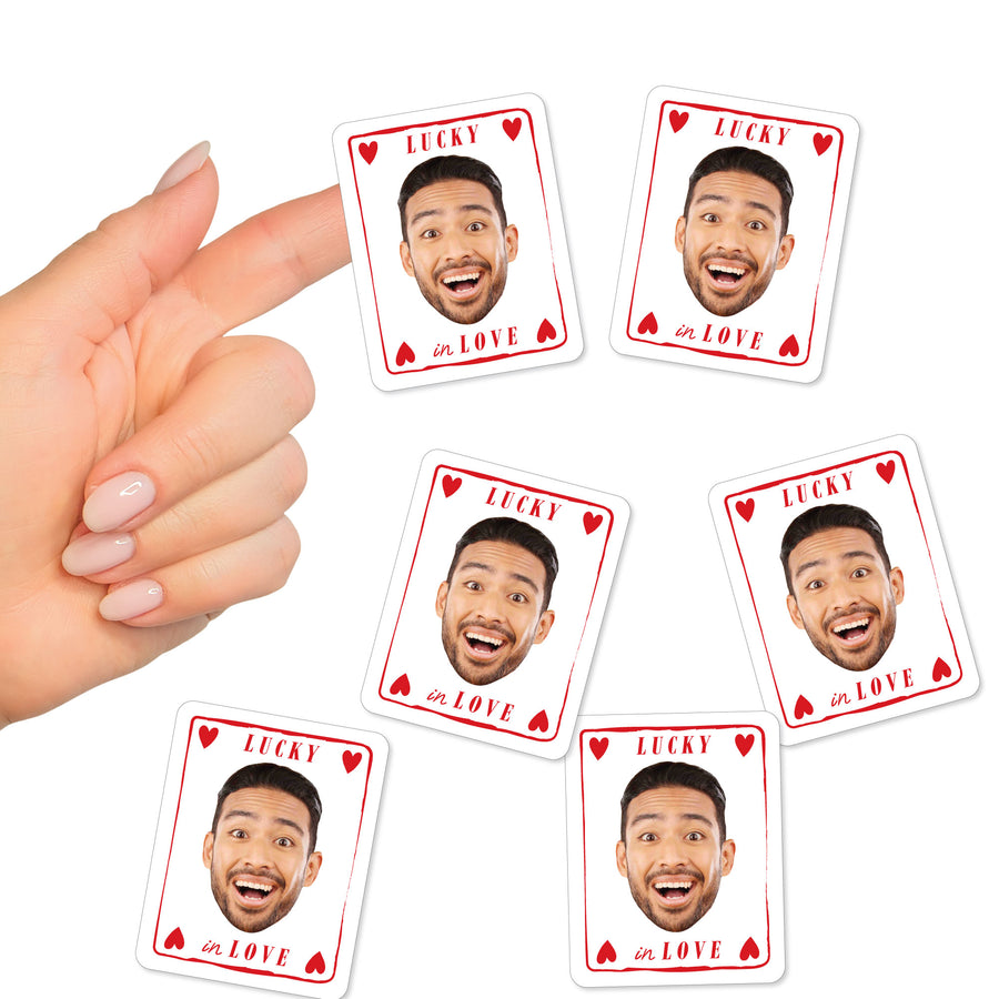 Custom Face Lucky In Love Cut-Out Stickers - 24 Ct