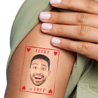 Custom Face Lucky In Love Temporary Tattoos - 12 Ct