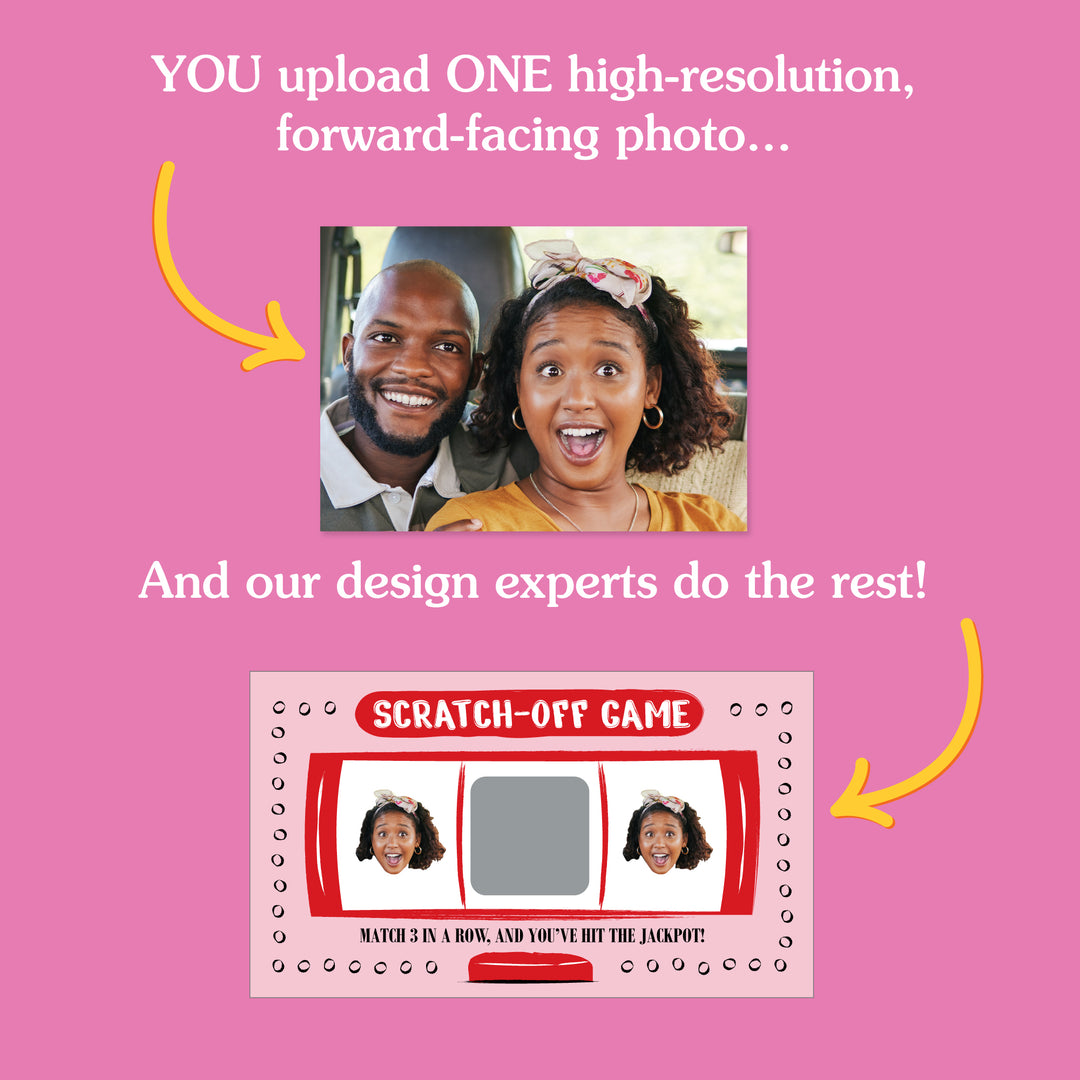 Lucky In Love personalized scratch-off game cards with custom face – 22ct set