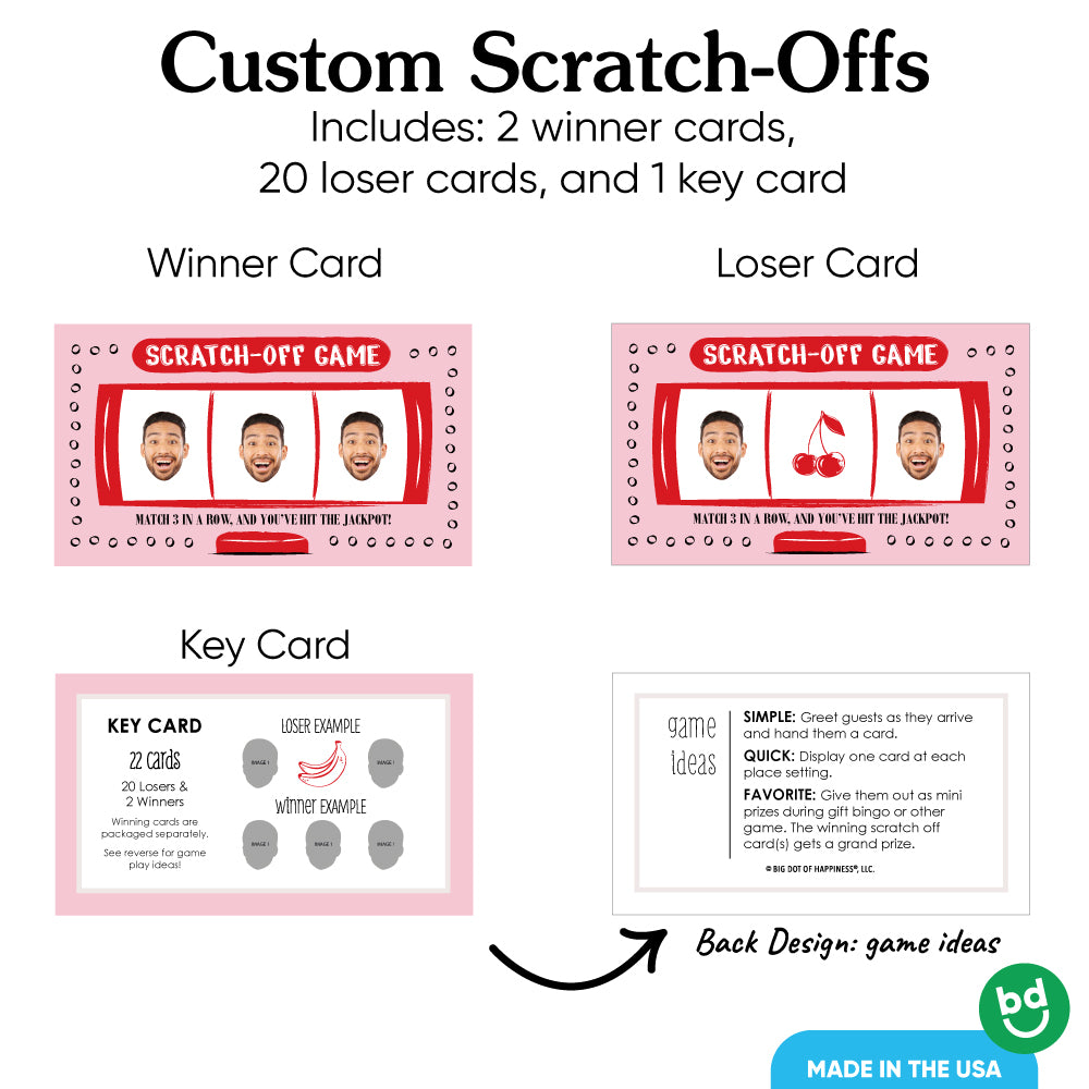 22 Lucky In Love custom scratch-off cards with 2 winner and 20 loser cards