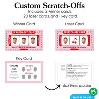 22 Lucky In Love custom scratch-off cards with 2 winner and 20 loser cards