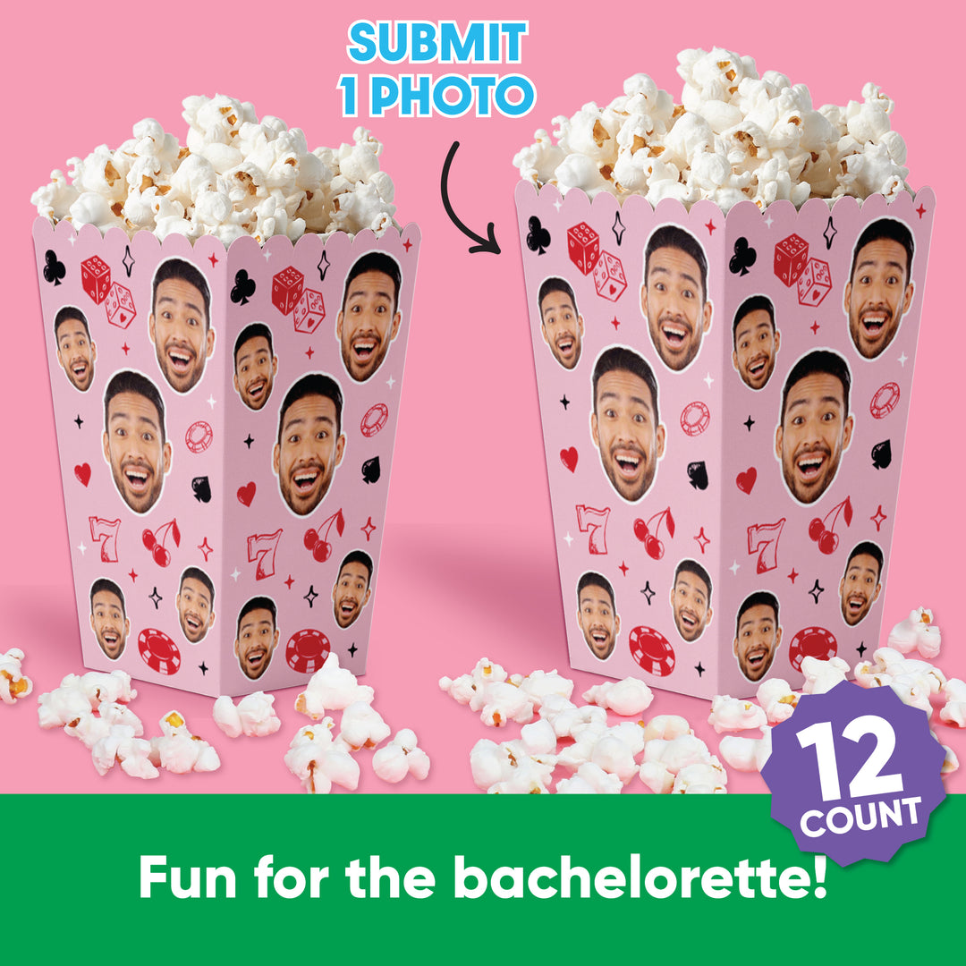 Custom Face Lucky In Love Popcorn Box - 12 Ct