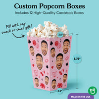 Custom Face Lucky In Love Popcorn Box - 12 Ct