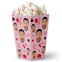 Custom Face Lucky In Love Popcorn Box - 12 Ct
