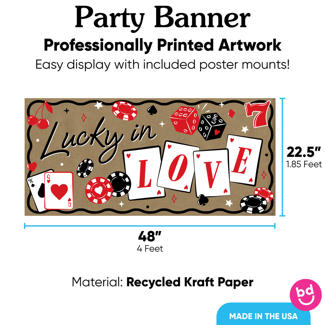 Lucky in Love banner with 8 mounts, 48x22.5 recycled kraft paper