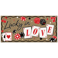Lucky in Love kraft paper banner for casino bachelorette party