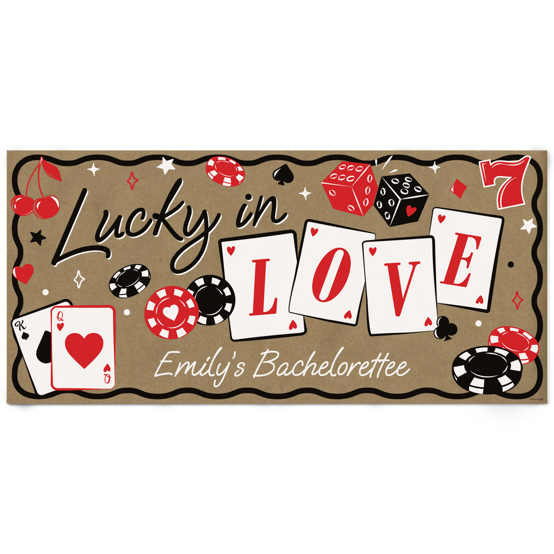 Lucky in Love personalized kraft casino party banner main image