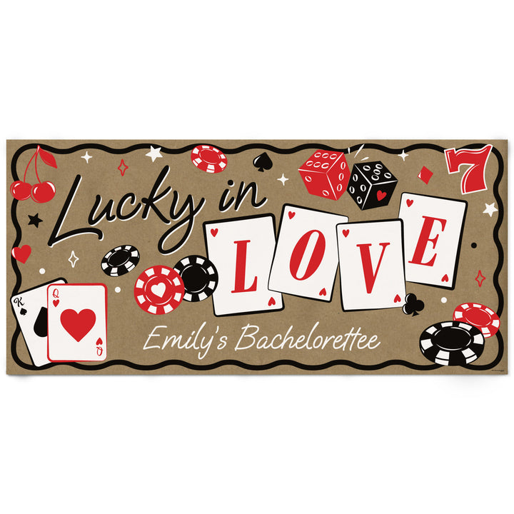 Lucky in Love personalized kraft casino party banner main image