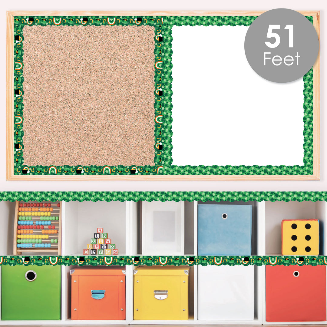 Lucky St. Patrick's Day - Scalloped Classroom Decor - Bulletin Board Borders - 51 Feet