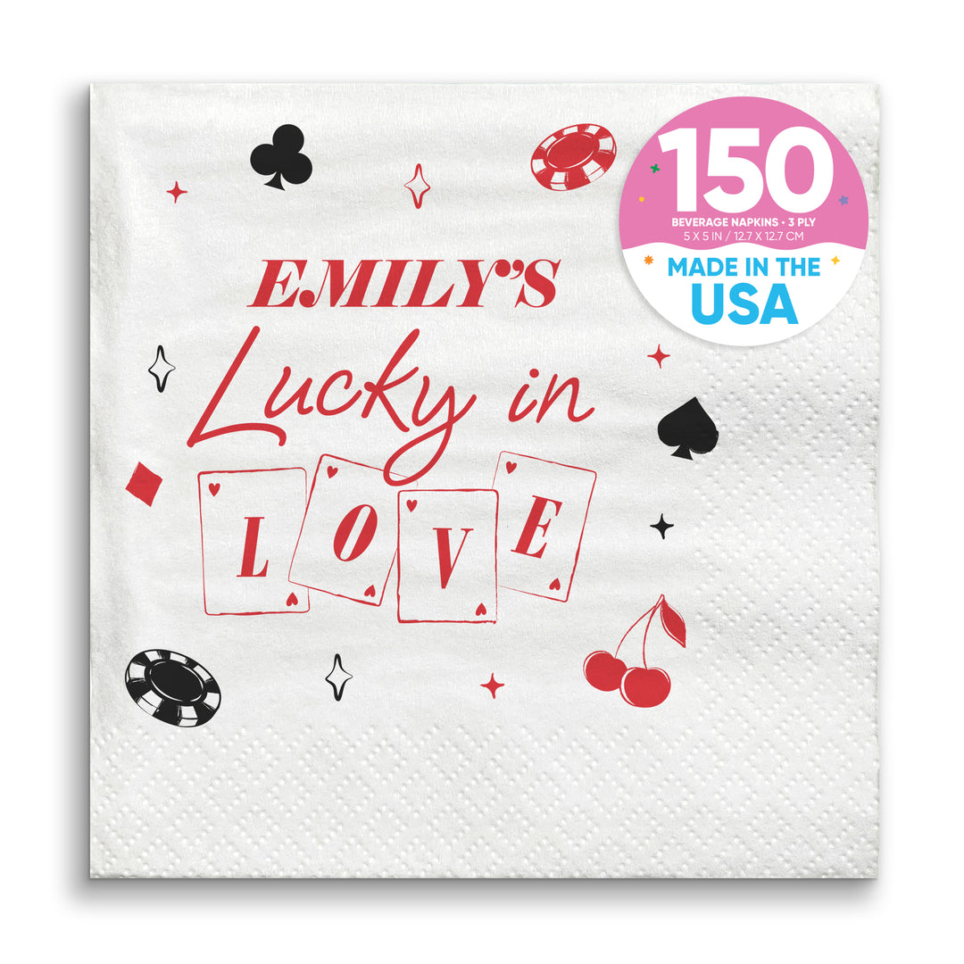 Custom Text - Lucky In Love Napkins