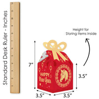 Lunar New Year - Square Favor Gift Boxes - 2026 Year of the  Horse Bow Boxes - Set of 12