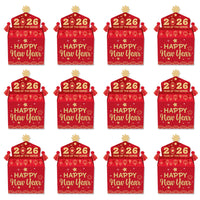 Lunar New Year - Treat Box Party Favors - 2026 Year of the Horse Goodie Gable Boxes - Set of 12