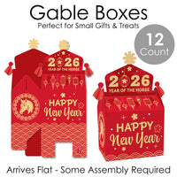 Lunar New Year - Treat Box Party Favors - 2026 Year of the Horse Goodie Gable Boxes - Set of 12