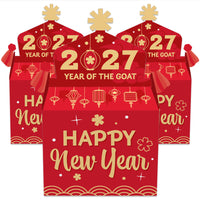 Lunar New Year - Treat Box Party Favors - 2027 Year of the Goat Goodie Gable Boxes - Set of 12