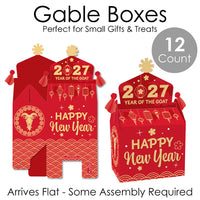 Lunar New Year - Treat Box Party Favors - 2027 Year of the Goat Goodie Gable Boxes - Set of 12