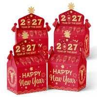 Lunar New Year - Treat Box Party Favors - 2027 Year of the Goat Goodie Gable Boxes - Set of 12