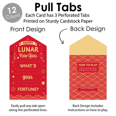 Lunar New Year - Game Pickle Cards - Fortune Pull Tabs - Set of 12