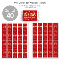 Lunar New Year - Fortune Mini Candy Bar Wrapper Stickers - 2026 Year of the Horse Small Favors - 40 Count