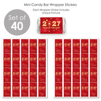 Lunar New Year - Fortune Mini Candy Bar Wrapper Stickers - 2027 Year of the Goat Small Favors - 40 Count