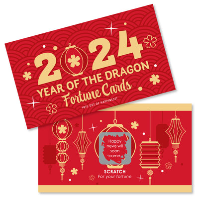 Lunar New Year - 2024 Year of the Dragon Game Scratch Off Fortune Cards - 22 Count
