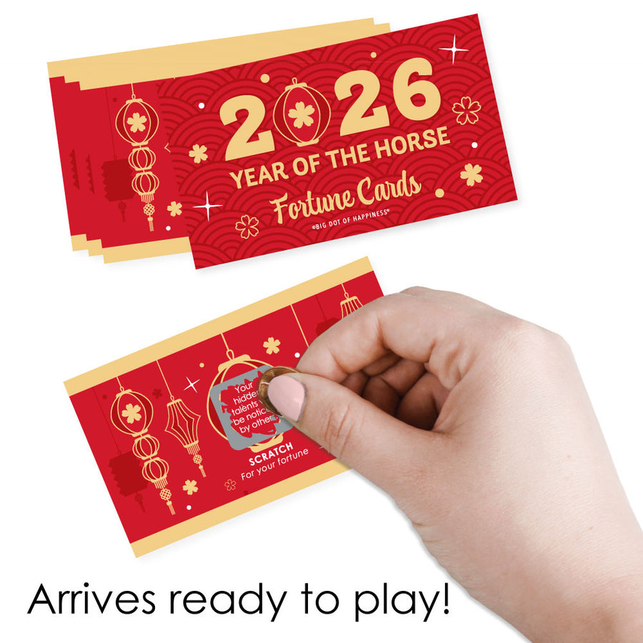 Big Dot of Happiness Lunar New Year - 2026 Year of the Horse Game Scratch Off Fortune Cards