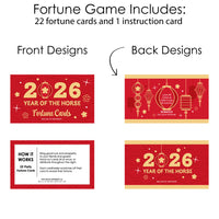 Lunar New Year - 2026 Year of the Horse Game Scratch Off Fortune Cards - 22 Count