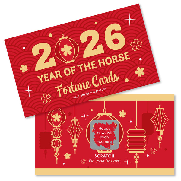 chinese new year mtg cards Big Dot of Happiness Lunar New Year - 2026 Year of the Horse Game Scratch Off Fortune Cards