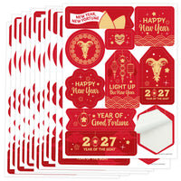 Lunar New Year - 2027 Year of the Goat Party Favor Sticker Set - 12 Sheets - 120 Stickers