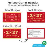 Lunar New Year - 2027 Year of the Goat Game Scratch Off Fortune Cards - 22 Count
