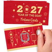 Lunar New Year - 2027 Year of the Goat Game Scratch Off Fortune Cards - 22 Count