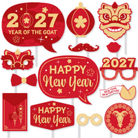 Lunar New Year - 2027 Year of the Goat Photo Booth Props Kit - 20 Count