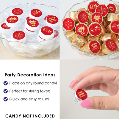 Lunar New Year - 2024 Year of the Dragon Small Round Candy Stickers - Party Favor Labels - 324 Count