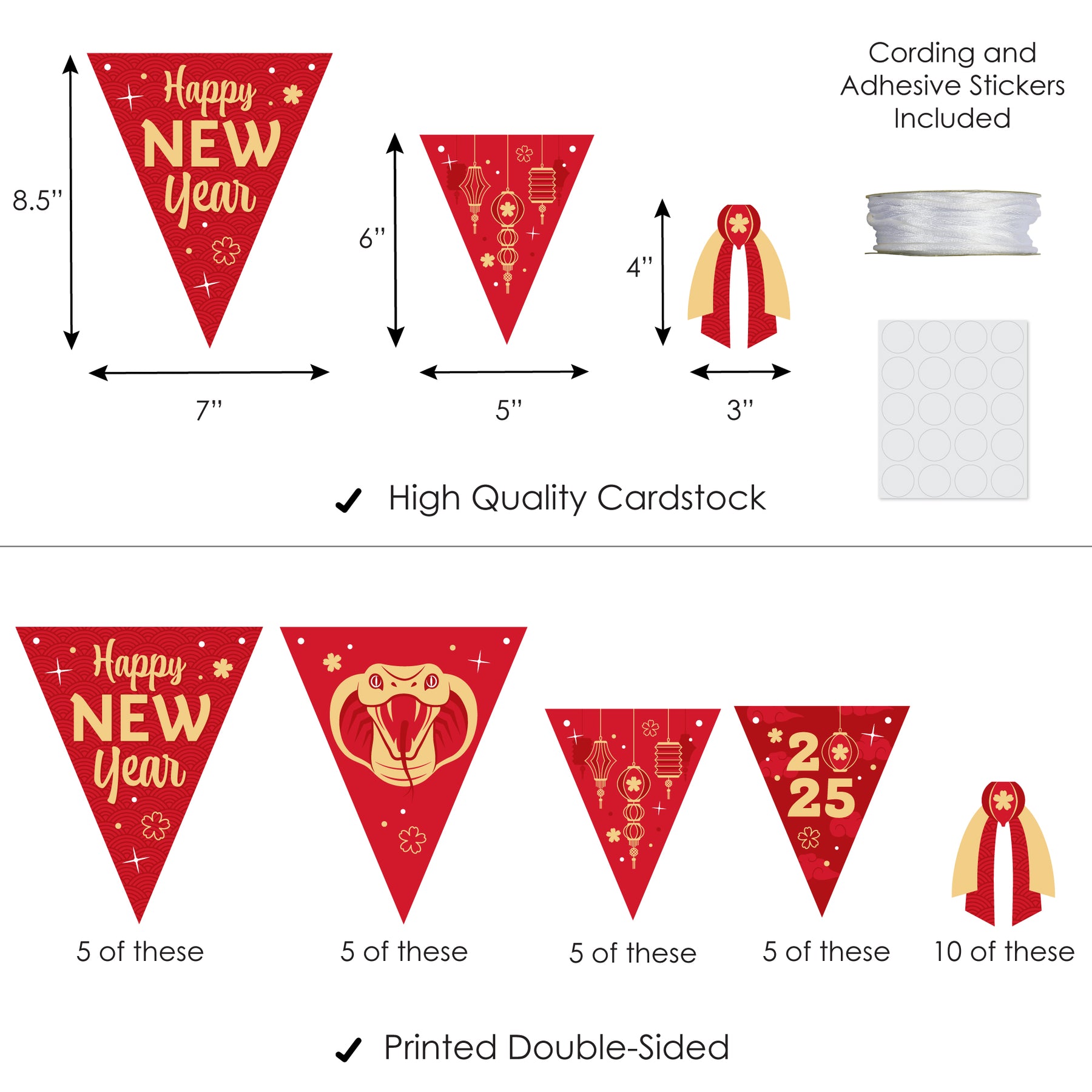 lunar-new-year-diy-2025-year-of-the-snake-party-pennant-garland-decoration-triangle-banner-30-pieces-bigdotofhappiness-com-big-dot-of-happiness-llc for Free Printable Printable Chinese New Year Decorations Lunar New Year - DIY 2025 Year of the Snake Party Pennant Garland Decoration - Triangle Banner - 30 Pieces | BigDotofHappiness.com – Big Dot of Happiness LLC for Free Printable Printable Chinese New Year Decorations