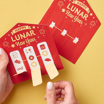 Lunar New Year - Game Pickle Cards - Pull Tabs 3-in-a-Row - Set of 12
