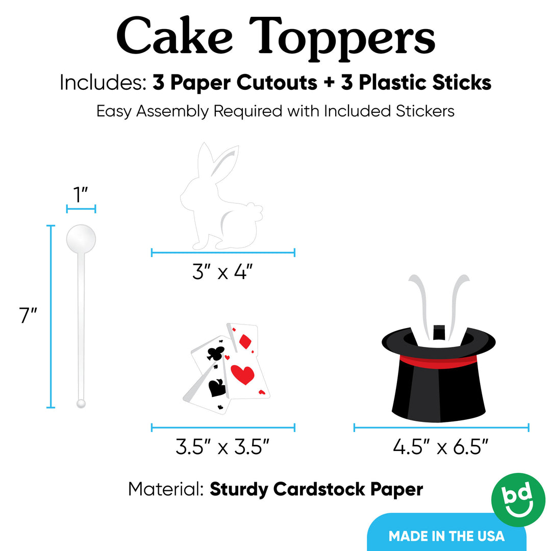 3 count magic cake topper set with sticks included