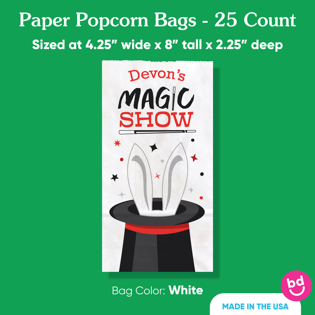 Custom Text Popcorn Bag - Magic Show - 25 Ct