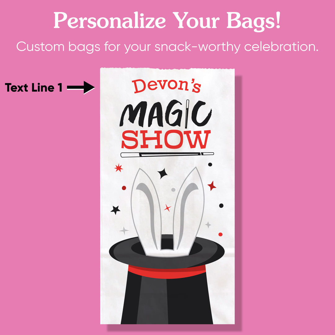Custom Text Popcorn Bag - Magic Show - 25 Ct