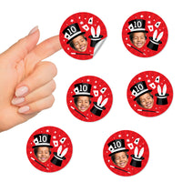 Custom Face Round Stickers - Magic Show - 24 Ct