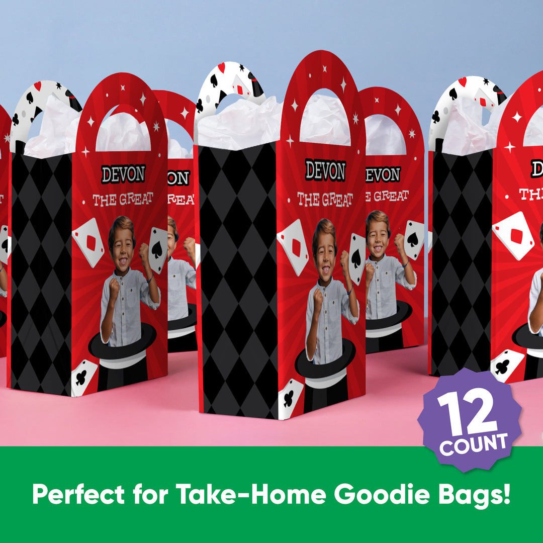Custom Photo Magic Show Paper Favor Bags - 12 Ct