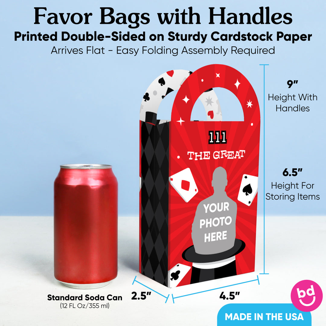 Custom Photo Magic Show Paper Favor Bags - 12 Ct